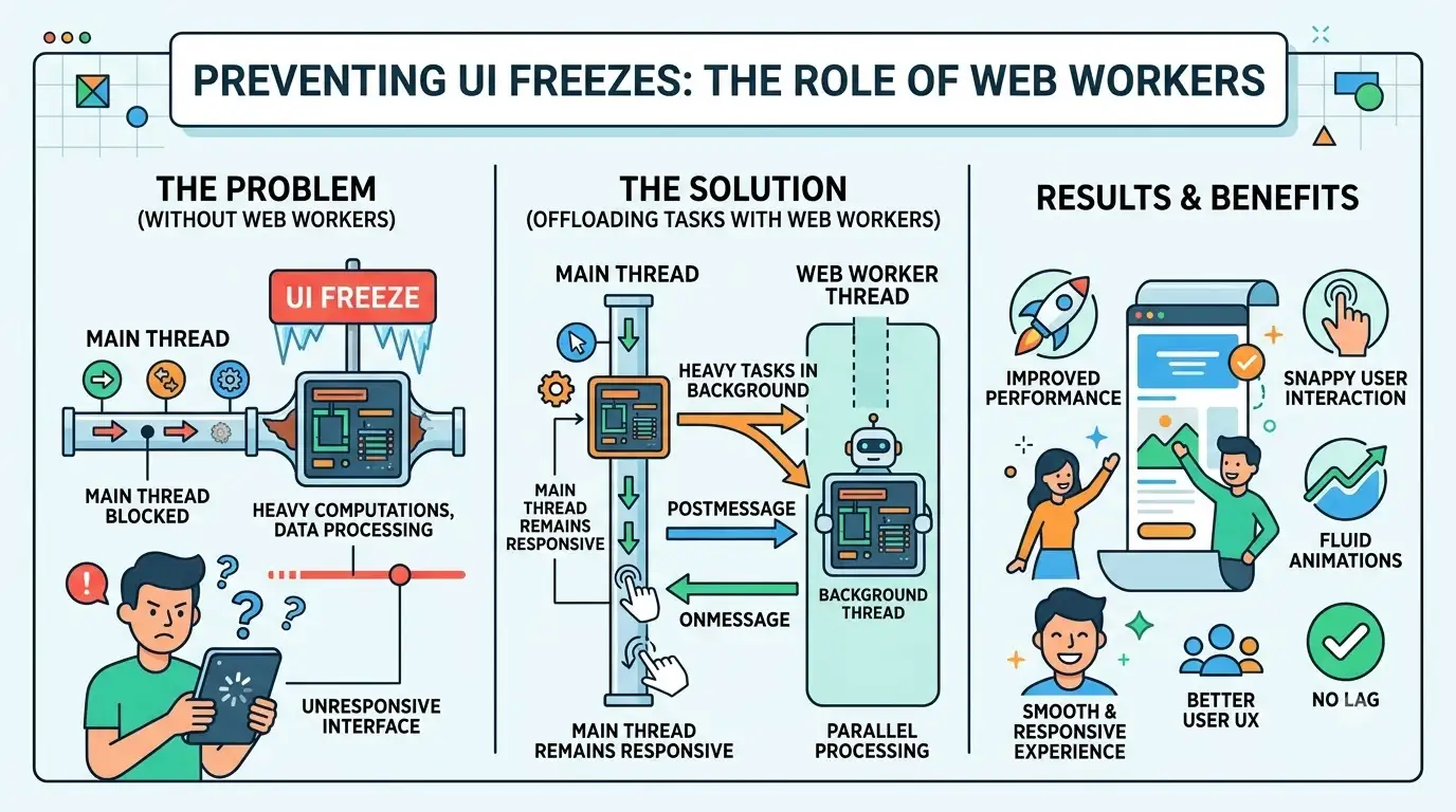 Preventing UI Freezes using Web Workers in Browser